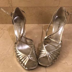 Nine west silver strappy heels